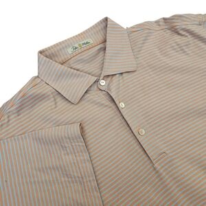 PETER MILLAR Men's Size L Orange/Gray Striped Collared Short Sleeve Polo